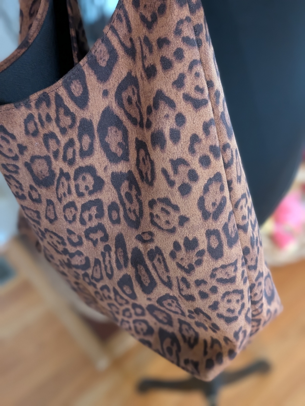 Leopard Print Hobo Bag & Matching Makeup Pouch Animal Print Shoulder Purse - Picture 10 of 11